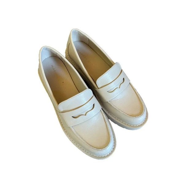 MADDEN GIRL MANORR LUG LOAFERS NATURAL/IVORY SZ 7 MEDIUM Chunky - Picture 1 of 7